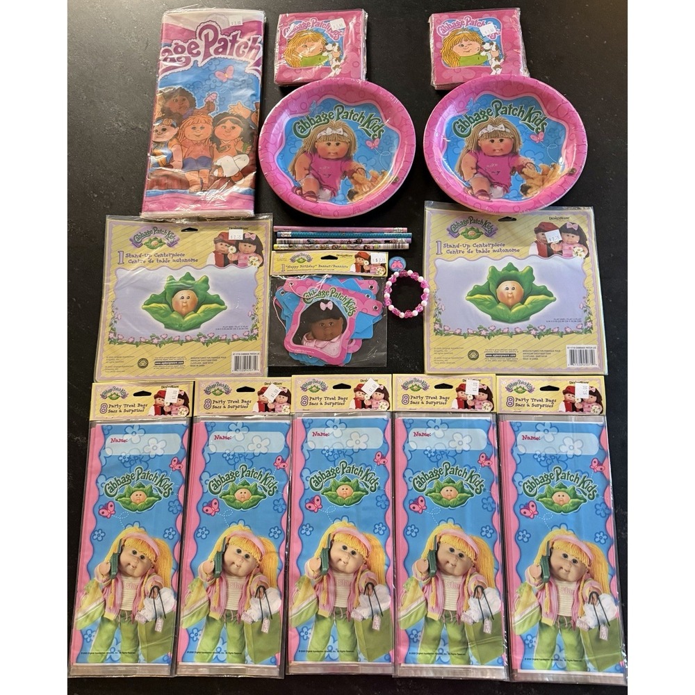 Vintage Cabbage Patch Kids Party Lot Plates Napkins Banner Treat Bags NEW‎